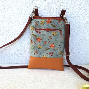 Crossbodytasche Handytasche kleine Umhängetasche graugrün beige