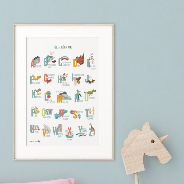 ABC-Poster KÖLN -A 3 Poster für Kinderzimmer - Umweltfreundlich gedruckt - Geschenkidee - Kinderzimmer einrichten