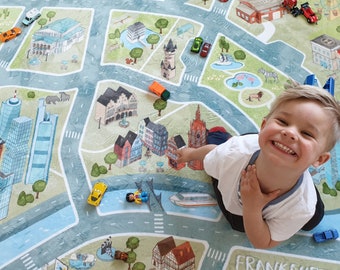 FRANKFURT Spielteppich! Kuschelweich, Kinderteppich/ Play rug /Straßenteppich - waschbar, schadstoffgeprüft - HappyCityKids - Geschenkidee