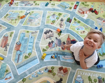 Spielteppich FRANKFURT! ULTRASOFT Kinderteppich/ Play rug /Straßenteppich - waschbar, schadstoffgeprüft - HappyCityKids - Geschenkidee