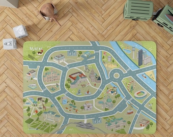 NEU: Spielteppich WIEN! Samtweicher Straßen-Teppich Auto-Teppich - Play Rug - Play Matte von HappyCityKids - in 2 Größen