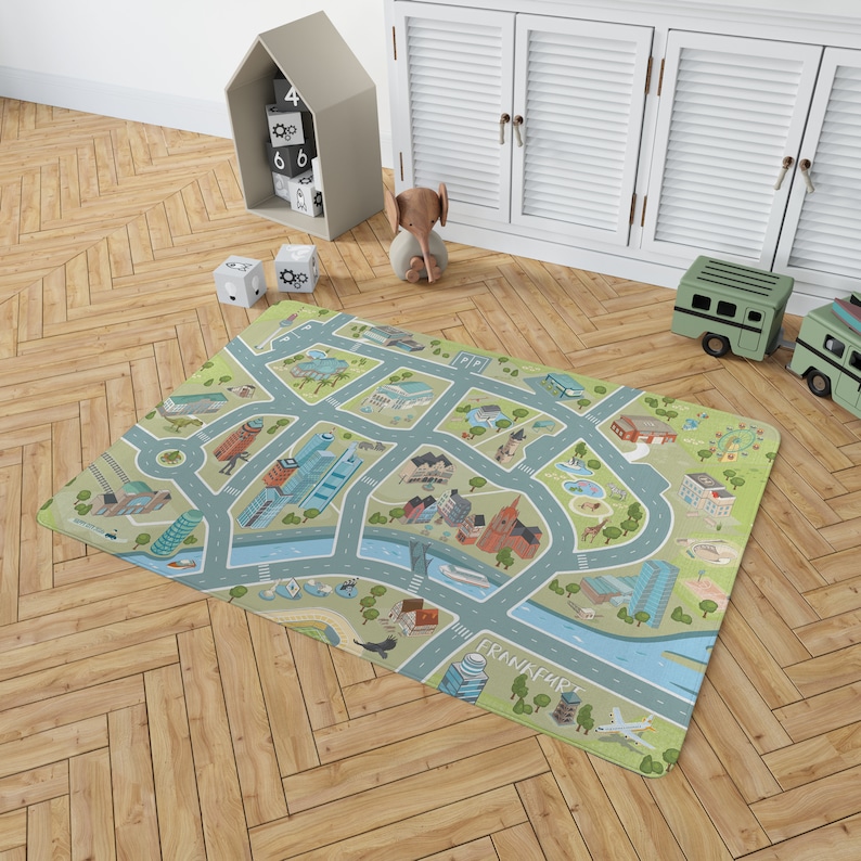 Spielteppich FRANKFURT Samtweicher Kinderteppich/ Play rug waschbar, schadstoffgeprüft von HappyCityKids 3 Größen image 5