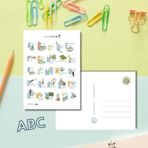 WIEN Postkarte - Grußkarte Wien-ABC für Kinder A6- 10x15cm