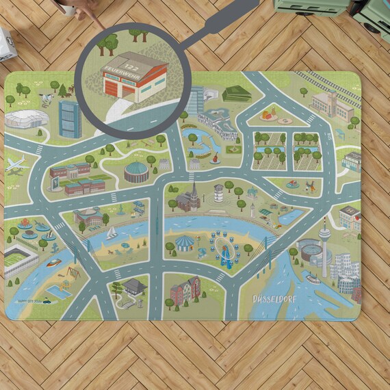 Spielteppich DÜSSELDORF Samtweicher Kinderteppich/ Autoteppich Im  Stadt-design Von Happycitykids in 2 Größen -  Hong Kong