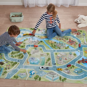 SPIELTEPPICH BERLIN Samtweicher Kinderteppich / Straßenteppich / Kinderzimmer / Stadt Teppich/ Autoteppich von HappyCityKids 2 Größen Bild 1