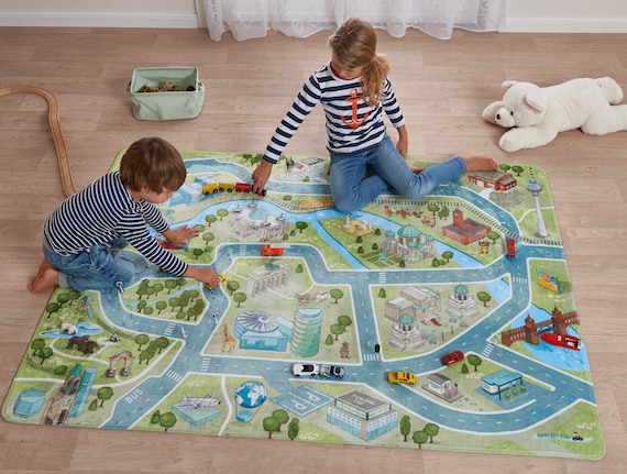 SPIELTEPPICH BERLIN Samtweicher Kinderteppich / Straßenteppich /  Kinderzimmer / Stadt Teppich/ Autoteppich Von Happycitykids 2 Größen 