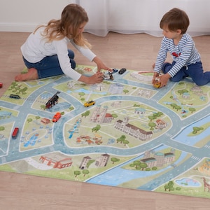 Spielteppich MÜNCHEN Samtweicher Straßenteppich Autoteppich Pay Rug waschbarer Kinderteppich von HappyCityKids in 2 Größen Bild 4