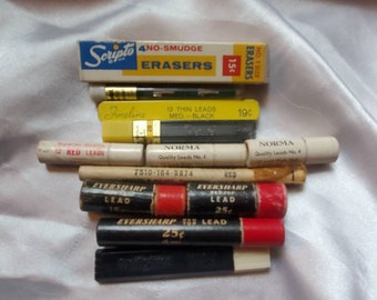 Mixed lot of vintage pencil refills in various colors