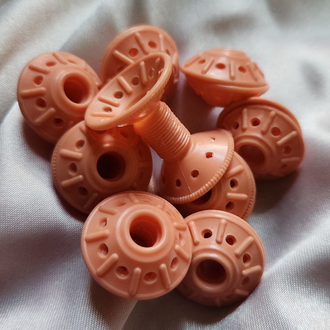 Vintage Pink Tip Top Pop Button Curlers Etsy