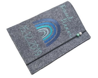 U-issue sleeve rainbow blue embroidered