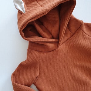 Hoodie waffle jersey rust fox image 2