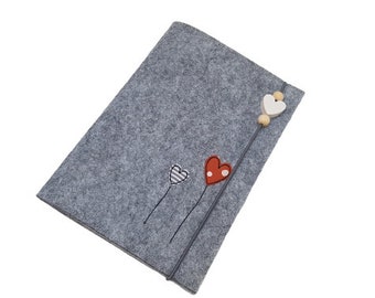 Mother passport cover "Heart on stem rust" embroidered