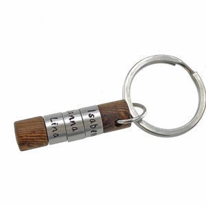 personalisierter Unikat Schlüsselanhänger aus Edelstahl und Holz, Geschenkidee für Männer Bild 5