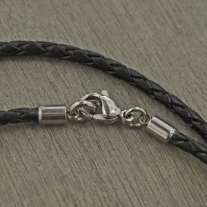 Herren Kette mit Gravur und Lederkette, Männer Kette mit personalisierten Silber Beads Namensringen Bild 6