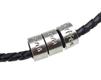 Timbalino men's chain with engraving, leather chain and stainless steel, for him, personalized name chain, partner chain made by hand
