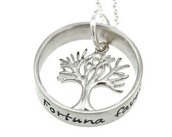 Stamboom, gepersonaliseerde handgemaakte ketting met levensboom, familieketting met gravure