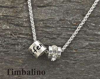 Personalisierte Silber Bead Halkskette und Geburtsstein Rondell, handmade Namenskette