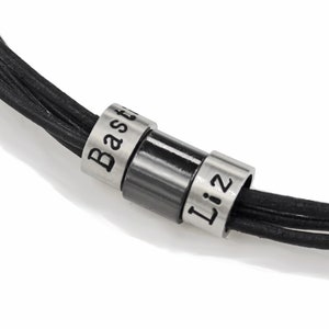 Timbalino Handmade leather necklace for men with personalized beads, personalized partner necklace