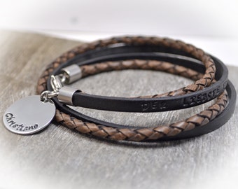 Family Bracelet Wrap Bracelet Men's Bracelet with Engraving Personalized Leather Bracelet