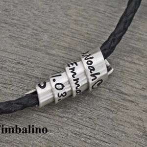 Herrenschmuck aus Leder und Sterlingsilber mit Wunschgravur, personalisierte Männerkette Bild 2