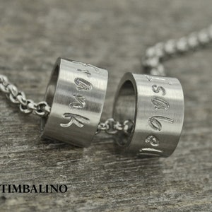 Timbalino personalized stainless steel partner necklace for him and her, family necklace with engraving