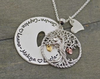 Ciondolo A Catena In Argento 925 Albero Della Vita Con Incisione, Catena Con Nome Di Famiglia Personalizzata - Italia - Foto 5