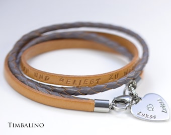 Timbalino Bracelet Famille Personnalisé Bracelet Wrap Bracelet à Breloques Coeur en Acier Inoxydable avec Gravure