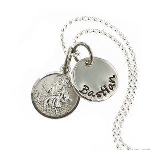 Christopher necklace customizable from sterling silver handmade patron saint of travelers