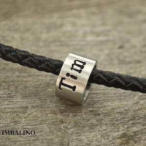 Timbalino men's chain with engraving, leather chain and stainless steel, for him, personalized name chain, partner chain made by hand