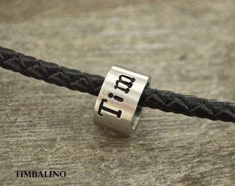 Timbalino men's chain with engraving, leather chain and stainless steel, for him, personalized name chain, partner chain made by hand