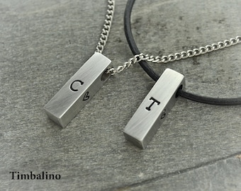 Chaîne partenaire Timbalino, chaîne à barres faite à la main avec gravure monogramme