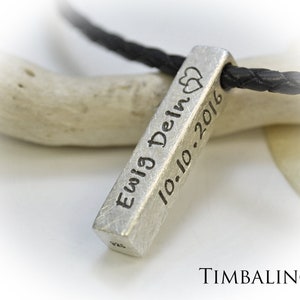 Timbalino Männerkette mit Gravur, personalisierte Barrenkette Anhänger aus Sterling Silber und Lederkette Bild 4