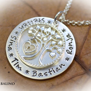 Namenskette, Baum des Lebens personalisierbar, Lebensbaum Kette aus Sterling Silber mit individueller Gravur Bild 2