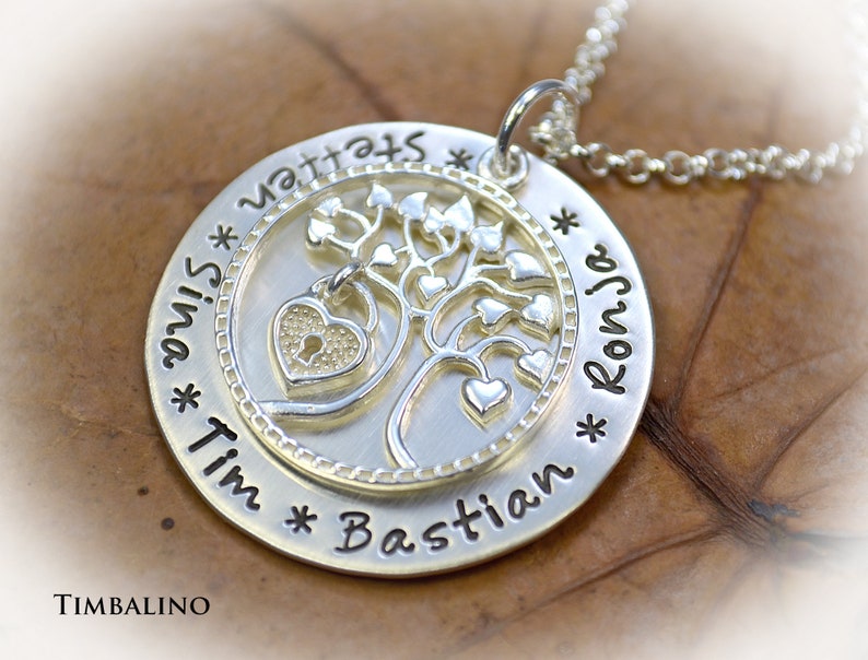 Namenskette, Baum des Lebens personalisierbar, Lebensbaum Kette aus Sterling Silber mit individueller Gravur Bild 2