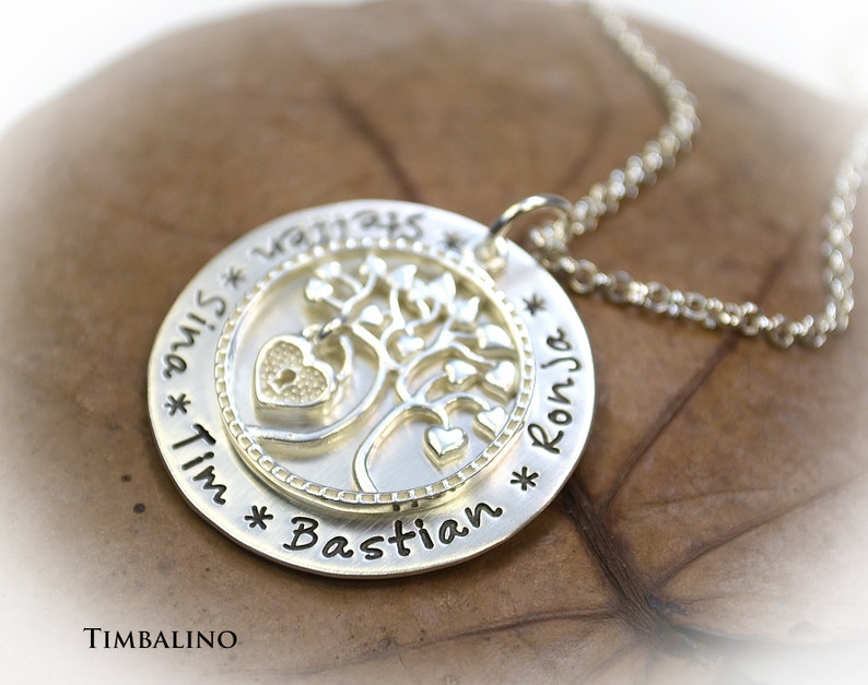 Namenskette, Baum des Lebens personalisierbar, Lebensbaum Kette aus Sterling Silber mit individueller Gravur Bild 3