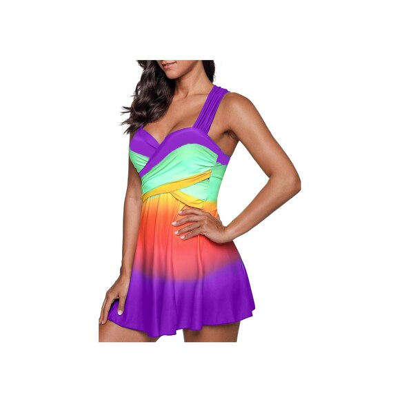 rainbow swim dress