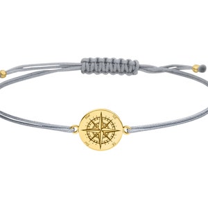 SCHOSCHON Kompass Armbändchen  925 Silber vergoldet - Freundschaftsarmband Windrose Himmelsrichtungen Schmuck als Muttertagsgeschenk