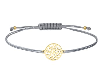 SCHOSCHON textile bracelet tree of life 925 silver gold-plated gray | Customizable tree of life