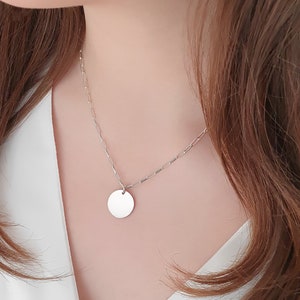 Büroklammerkette 925 Silber mit Plättchen Anhänger