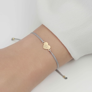 SCHOSCHON Armband Herz 925 Silber vergoldet mit individueller Gravur | Gravurarmband Schmuck personalisierbar 20 Farben