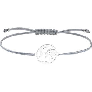 SCHOSCHON Damen Textilarmband Weltkarte 925 Silber | Armband Welt Globus Weltkugel beste Freundin Tochter Mädchen