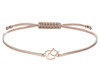 SCHOSCHON Damen Armband Katze Herz 925 Silber rosevergoldet // Muttertag Geschenk Freundin, Schwester Schmuck Kater Kätzchen Katzenanhänger