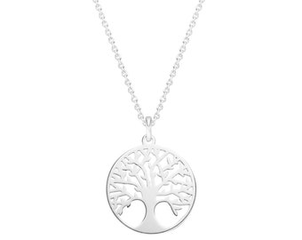 SCHOSCHON Halskette Baum des Lebens Anhänger 925 Silber ø 16,5 mm - Lebensbaum Schmuck Kette - Tree of life Geschenkidee