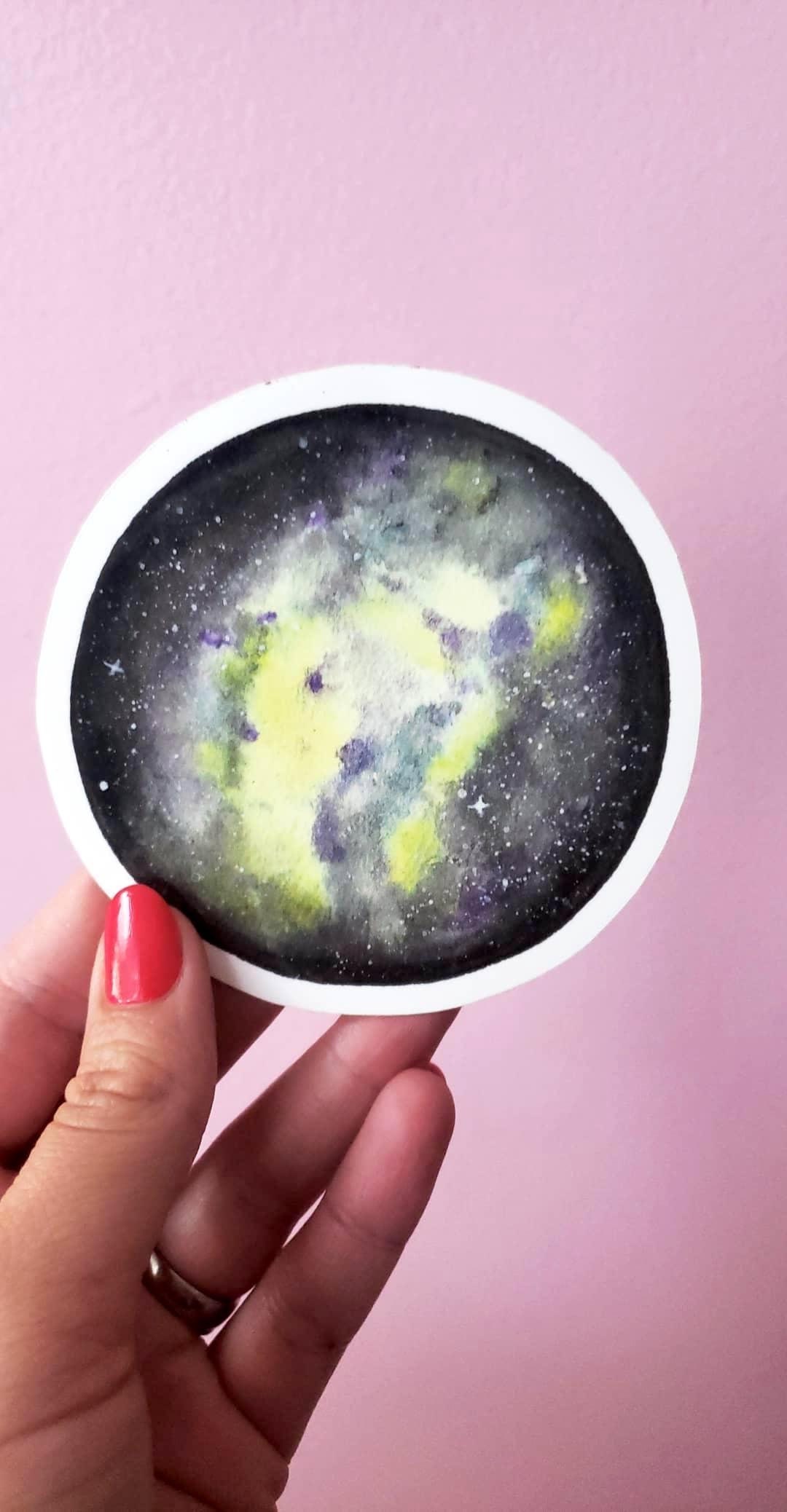Galaxy Vinyl Sticker L Space Sticker L Celestial Watercolor Etsy