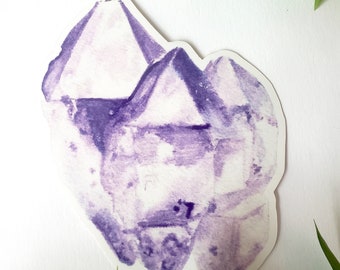 Amethyst Crystal Original Watercolor Vinyl Sticker l Gemstone Sticker l Crystal Art