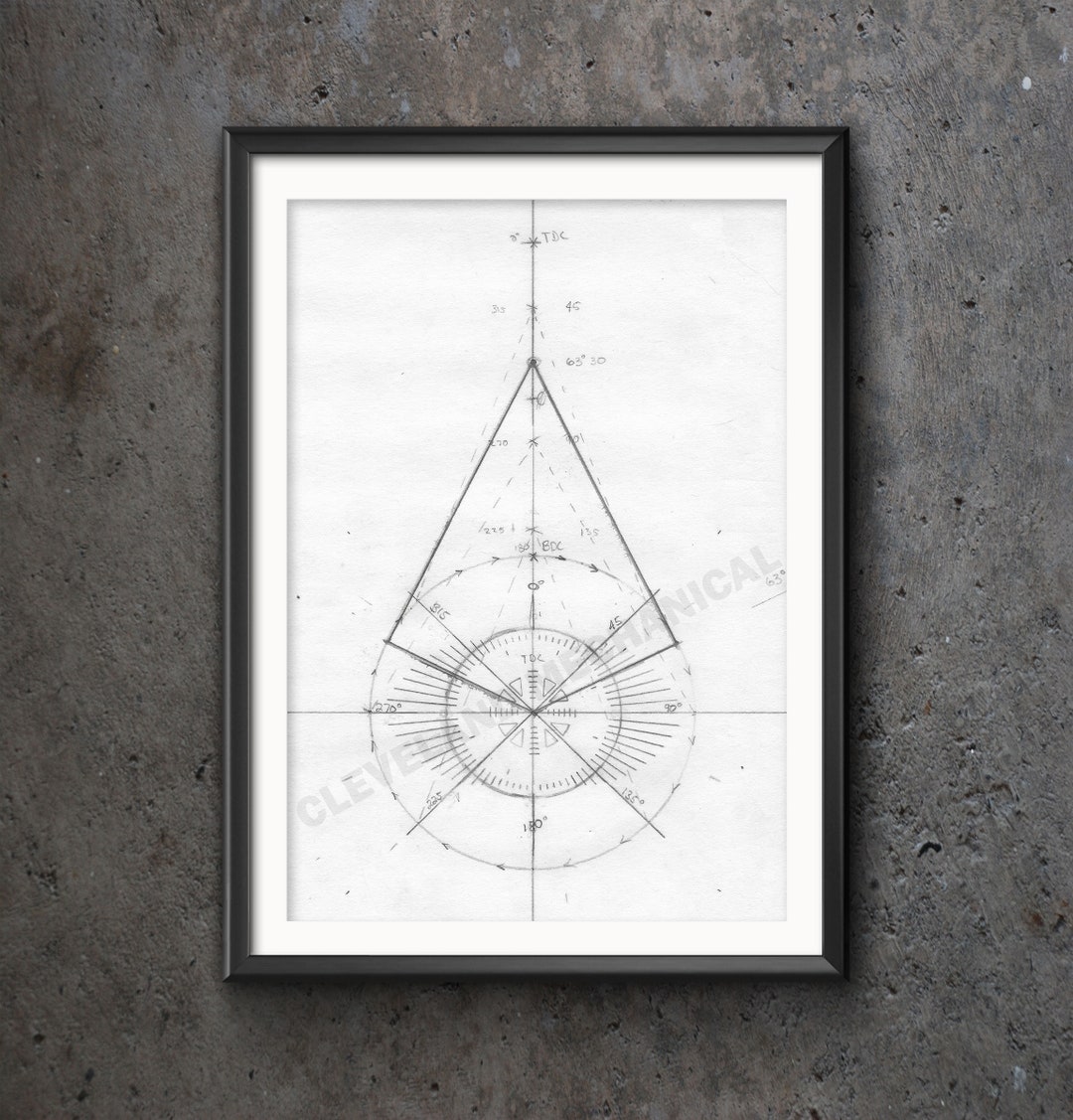 Digital Maximum Piston Velocity Sketch Engine Art Collection, 300 Dpi