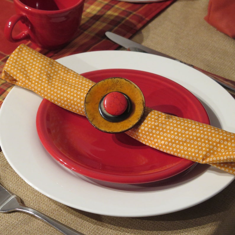 Napkins Indian Yellow Polka Dot Cotton with Mitered Corners Approximately 17 x 17 Sold as a Set of 4