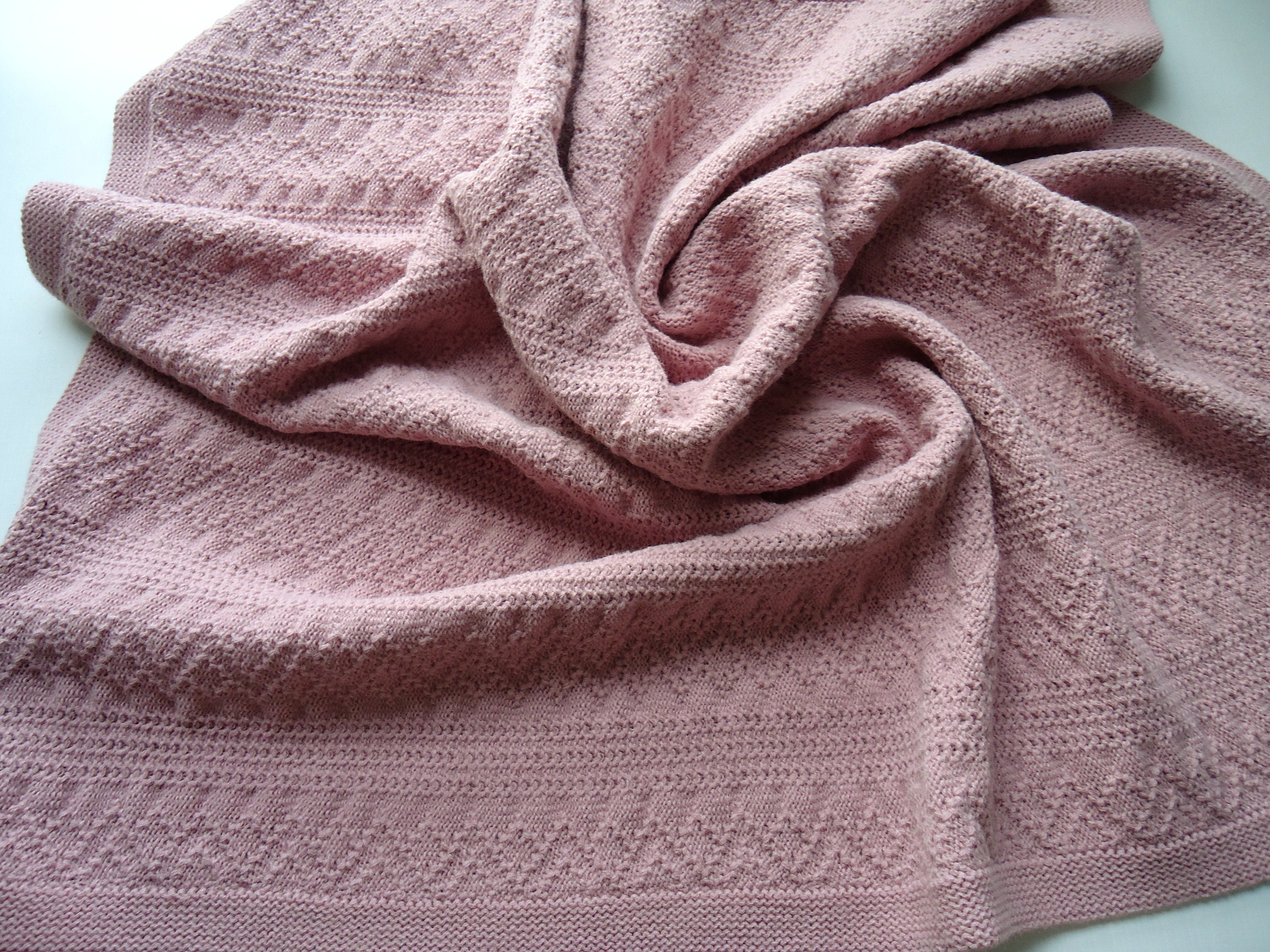 Baby girl blanket dusty rose color Soft knit throw for | Etsy