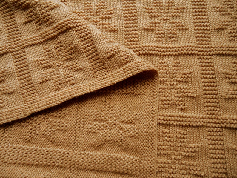 Baby blanket golden brown crib Ready to ship! Knitted newborn natural wool bedspread stroller Unisex throw blanket for bed car seat