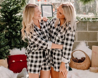 Flannel Pajama Set - Buffalo Plaid Pajama - Personalized Pajama set - Christmas Pyjamas - Christmas Gift for mom